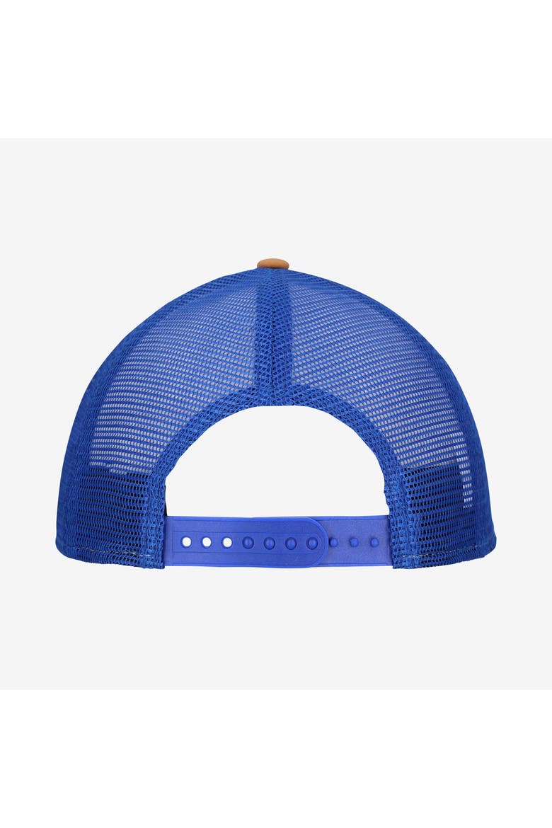 Men's New Era  Brown/Royal Buffalo Bills Team Patch Split Panel 9SEVENTY Adjustable Trucker Hat, Alternate, color, Brown