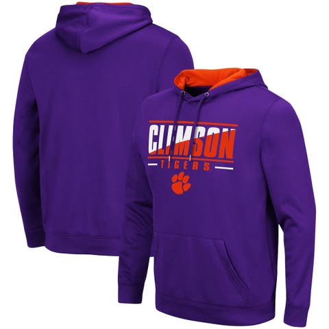 Men's Colosseum Purple Clemson Tigers Slash Stack 2.0 Pullover Hoodie