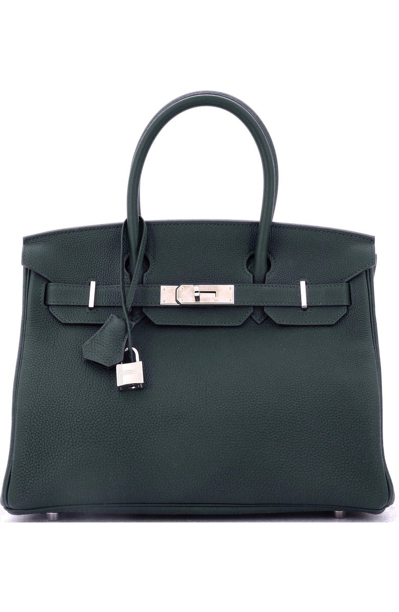 Pre-Owned Hermes Birkin Handbag Green Togo with Palladium Hardware 30, Main, color,