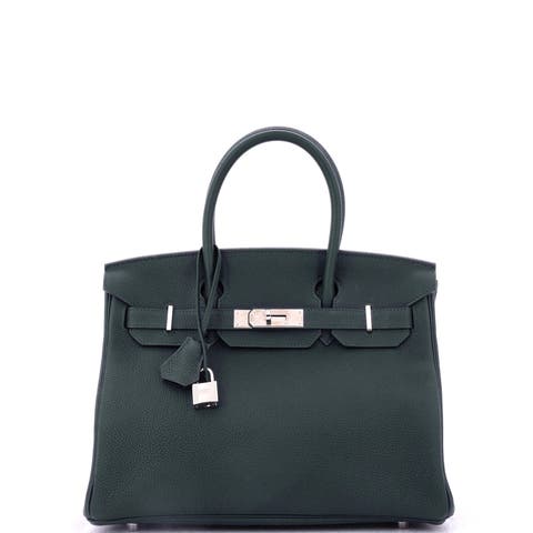 Birkin Handbag Green Togo with Palladium Hardware 30