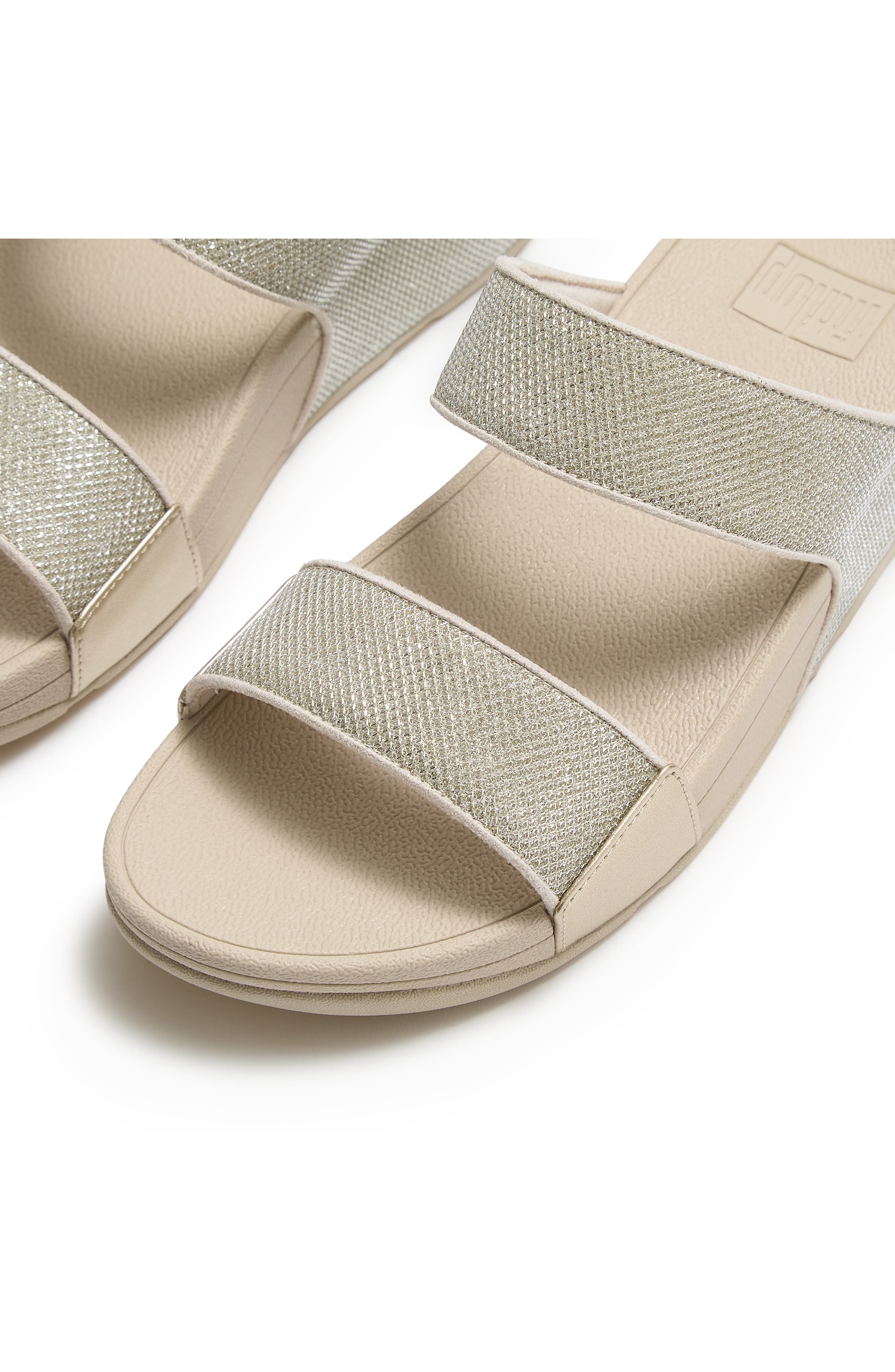 FitFlop Lulu ShimmerGlitz Slide Sandal, Alternate, color, Platino