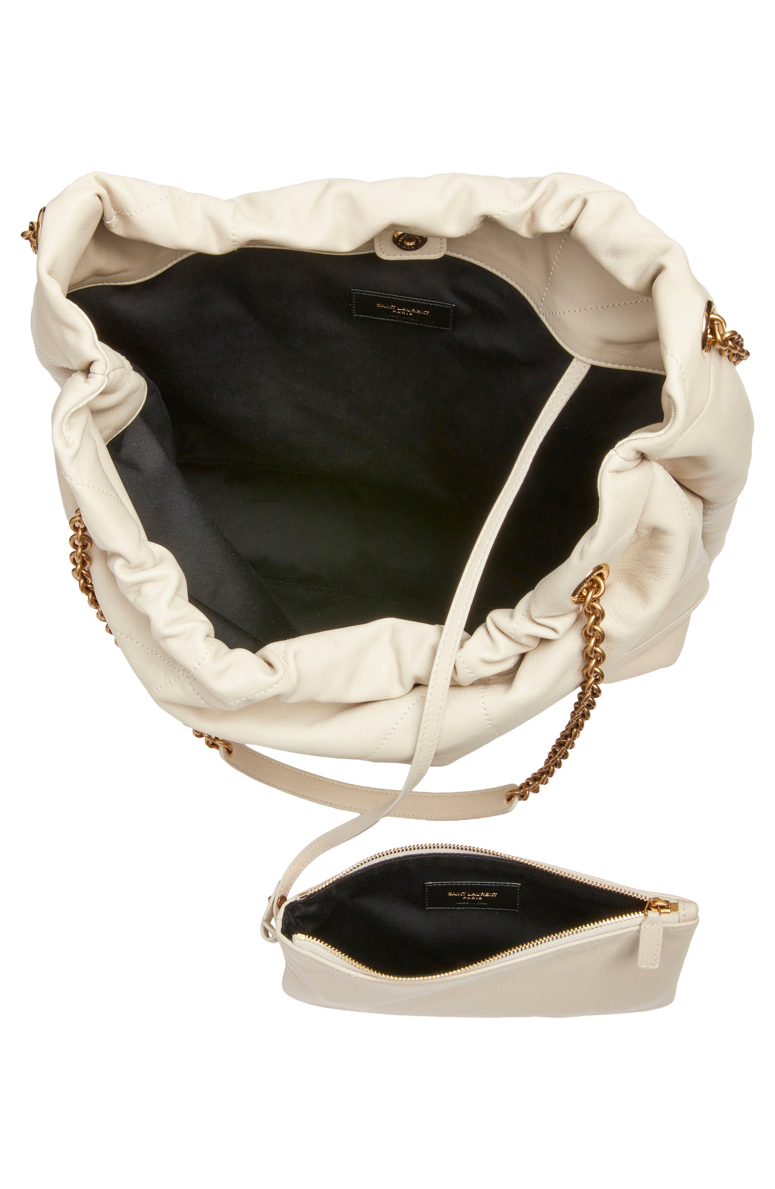 Saint Laurent Large Jamie 4.3 Patchwork Leather Shoulder Bag, Alternate, color, Blanc Vintage