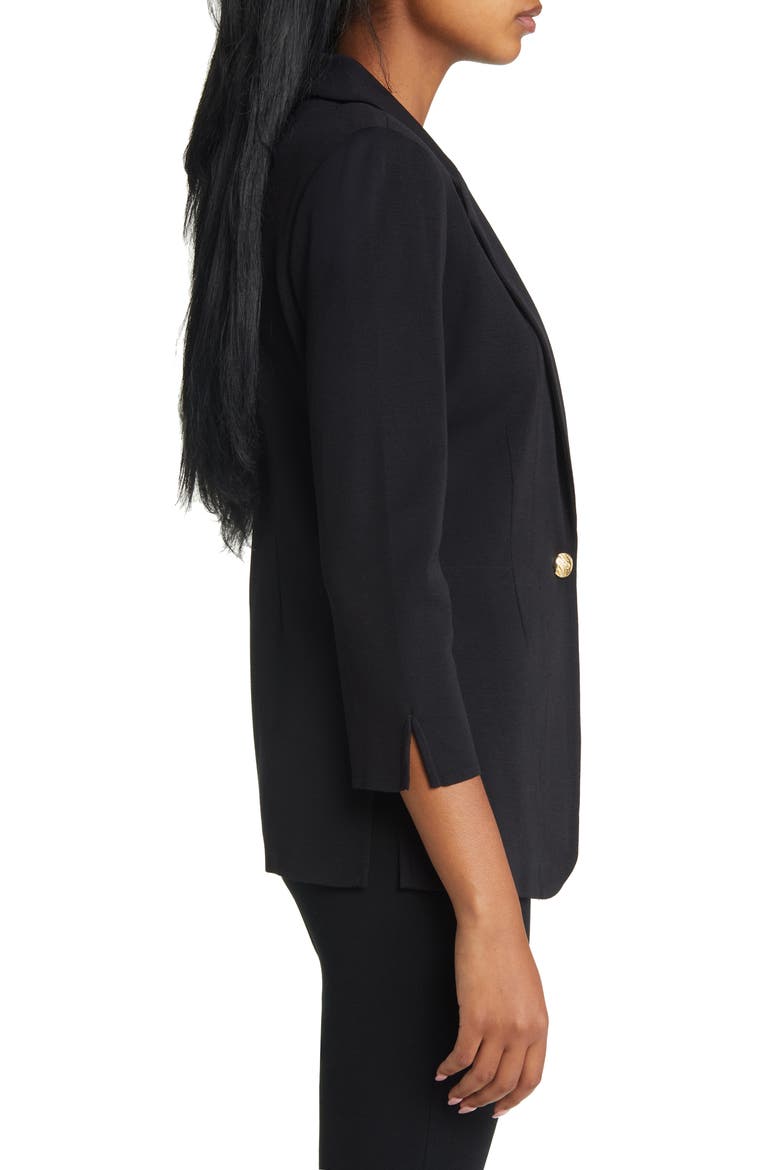 One-Button Knit Blazer, Alternate, color, BLACK