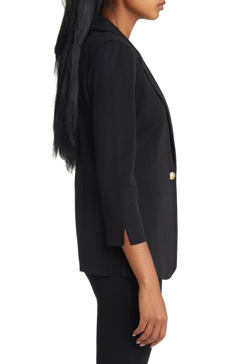 Ming Wang One-Button Knit Blazer, Alternate, color, Black