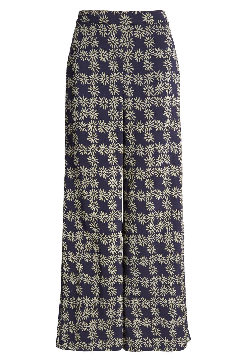 The Dance Floral Wide Leg Crop Pants, Alternate, color, NAVY SCATTERED DAISY