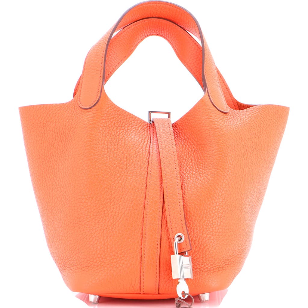 Pre-owned Hermes Hermes Picotin Lock Bag Clemence Pm In Orange