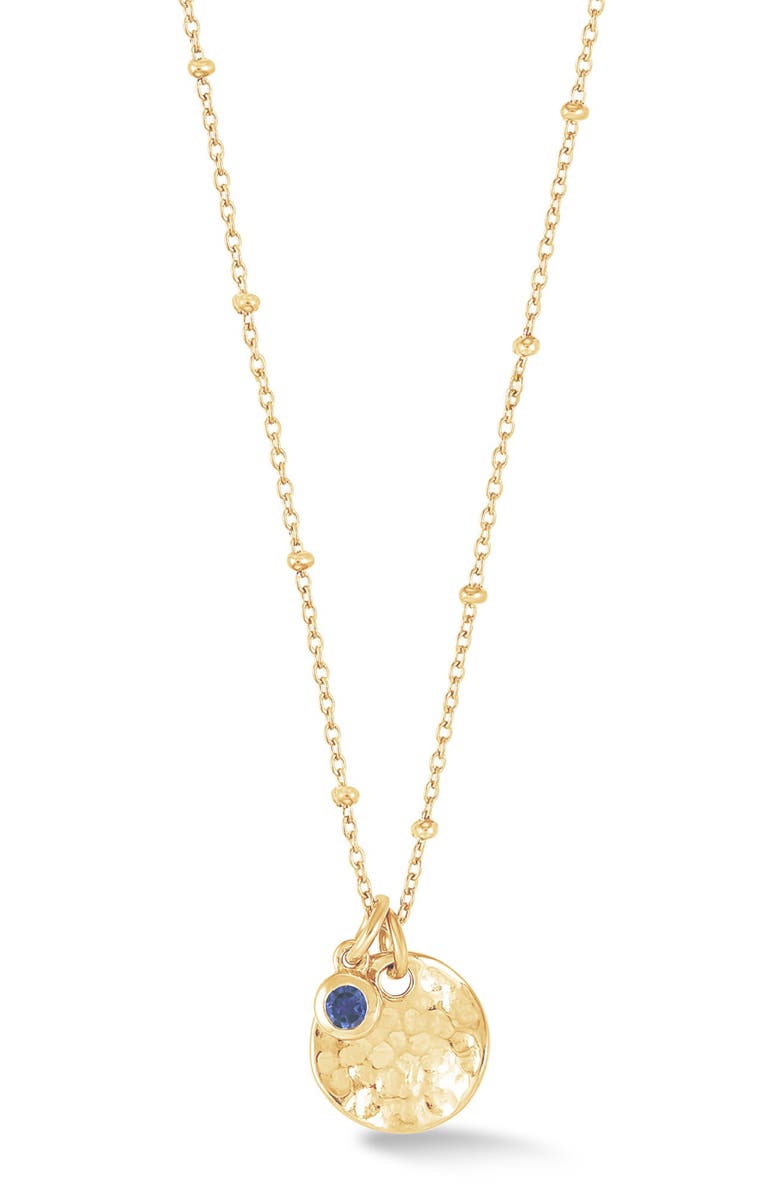 Dower & Hall Hammered Disc & Blue Sapphire Array Necklace, Main, color, Yellow Gold Vermeil