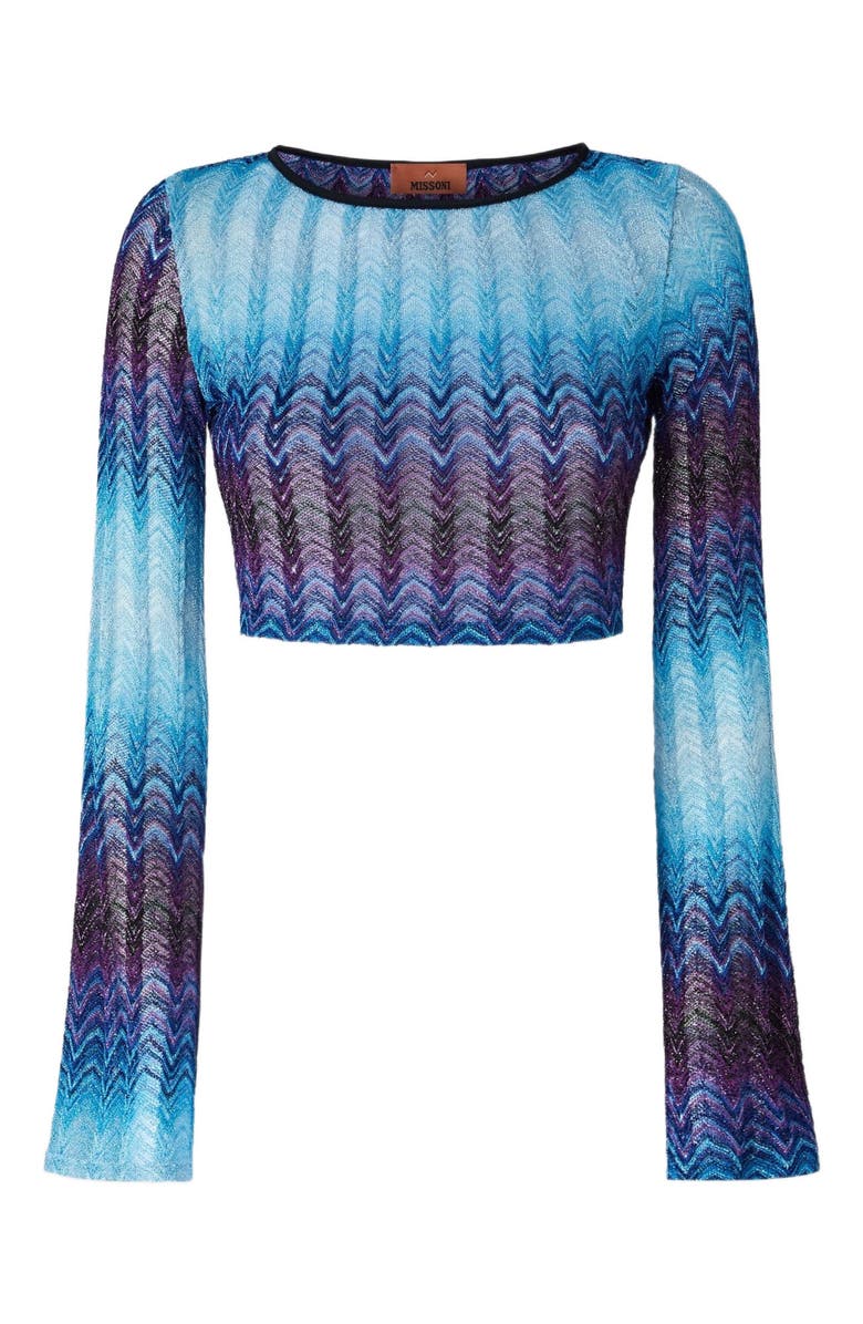 Missoni Long Sleeve Crop Top In Viscose Blend, Alternate, color, 