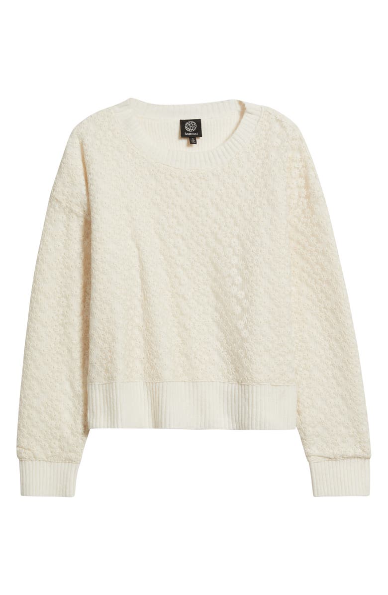 Bobeau Floral Embroidered Crewneck Sweater, Alternate, color, Ivory