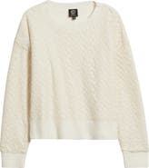 Bobeau Floral Embroidered Crewneck Sweater