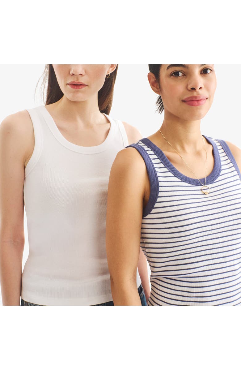 Primary Adult Rib Tank In Stripe, Alternate, color, Sunwashed Navy White Stripe
