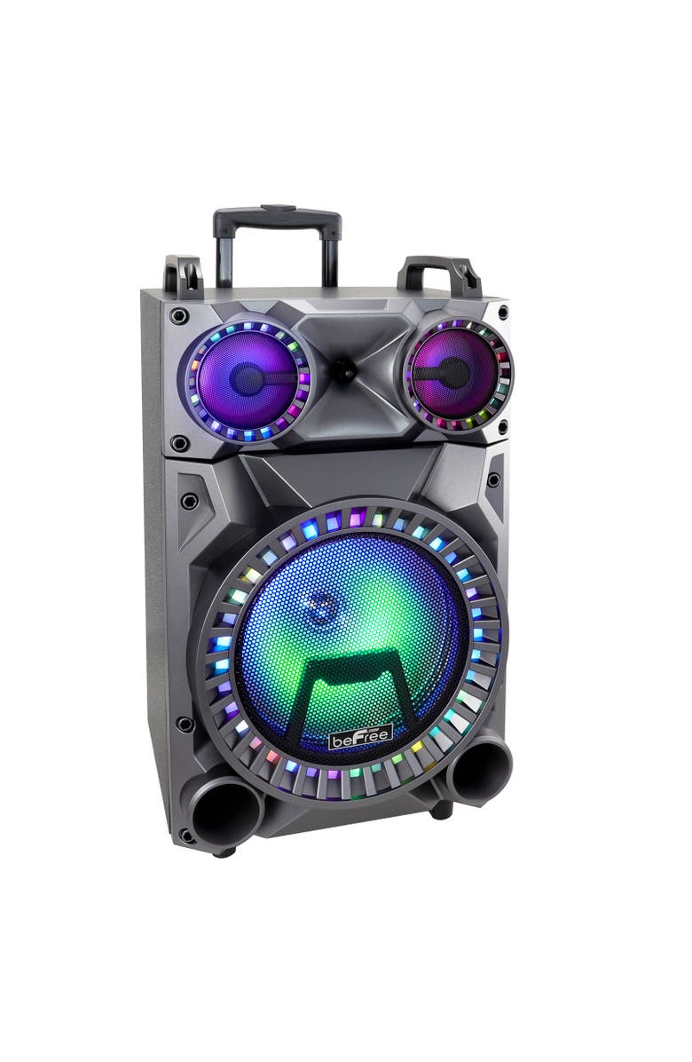 Befree Sound Rechargeable 12in Bluetooth Portable Party Speaker with Party Lights, Alternate, color, Grey
