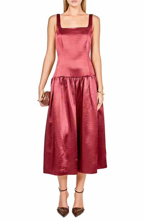 Endless Rose Sleeveless Drop Waist Satin Maxi Dress