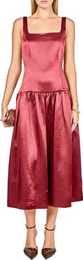 Endless Rose Sleeveless Drop Waist Satin Maxi Dress