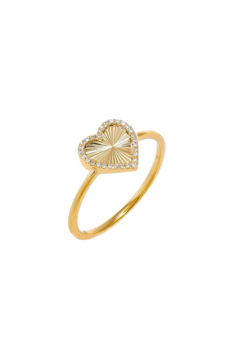 BY ADINA EDEN Diamond Pave Ridged Heart Ring 14K, Main, color, 14K Gold