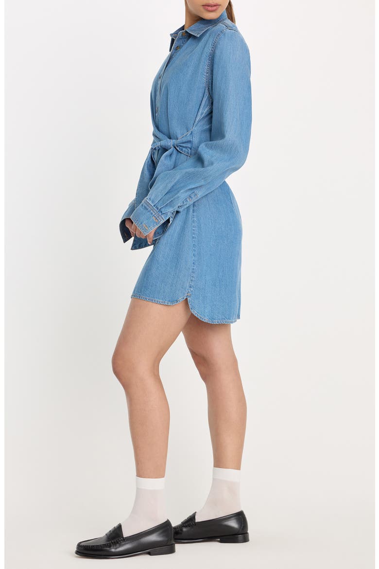 Tie Waist Denim Mini Shirtdress, Alternate, color, INDIGO266