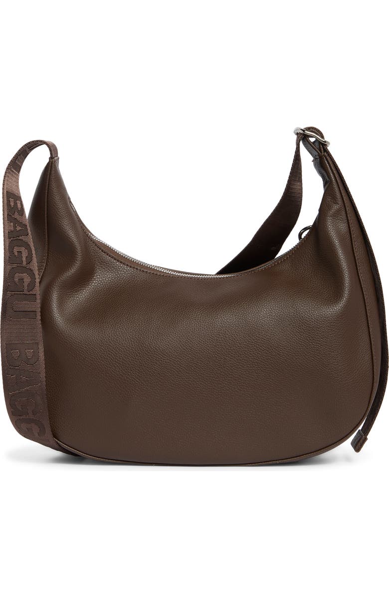 Baggu Medium Recycled Leather Crescent Shoulder Bag, Alternate, color, Brown