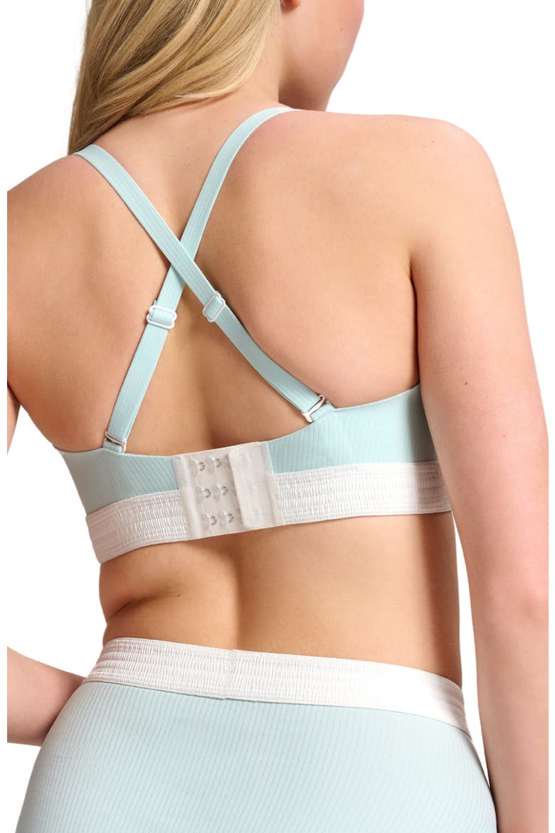 Organic Cotton Rib V-Neck Foam Bra, Alternate, color, Aqua Mist
