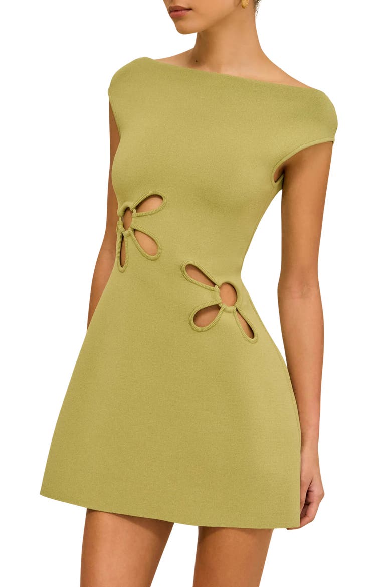 Yudi Cutout Daisy Knit Minidress, Alternate, color, PASTURE