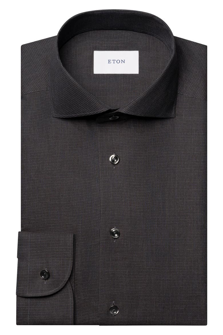 Slim Fit Houndstooth Flannel Dress Shirt, Alternate, color, MEDIUM RED/DARK GREY