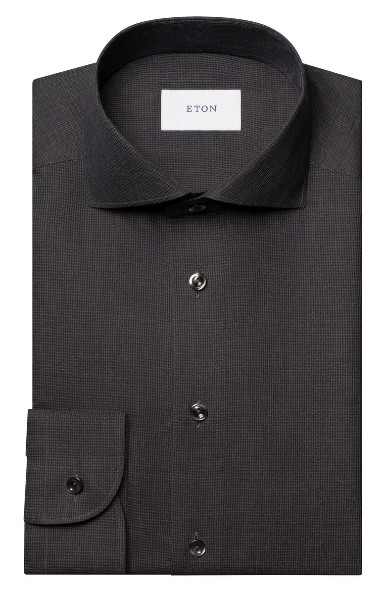 Eton Slim Fit Houndstooth Flannel Dress Shirt, Alternate, color, Medium Red/Dark Grey