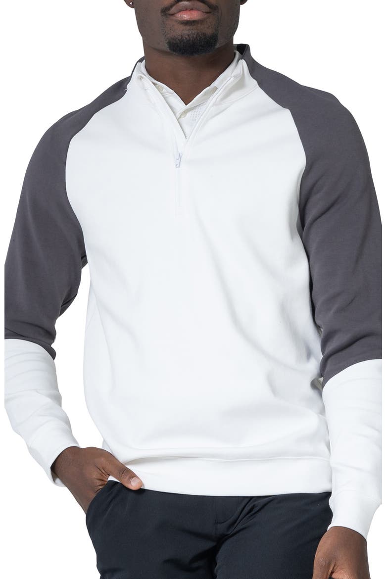 Crown Midlayer Quarter Zip Pullover, Main, color, WHITE/ CHARCOAL