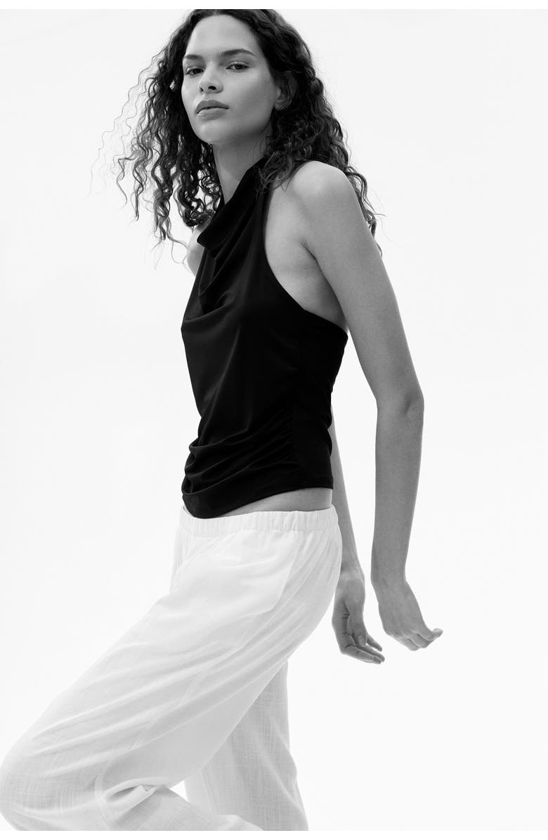 H&M Wide Linen-blend Trousers, Alternate, color, White