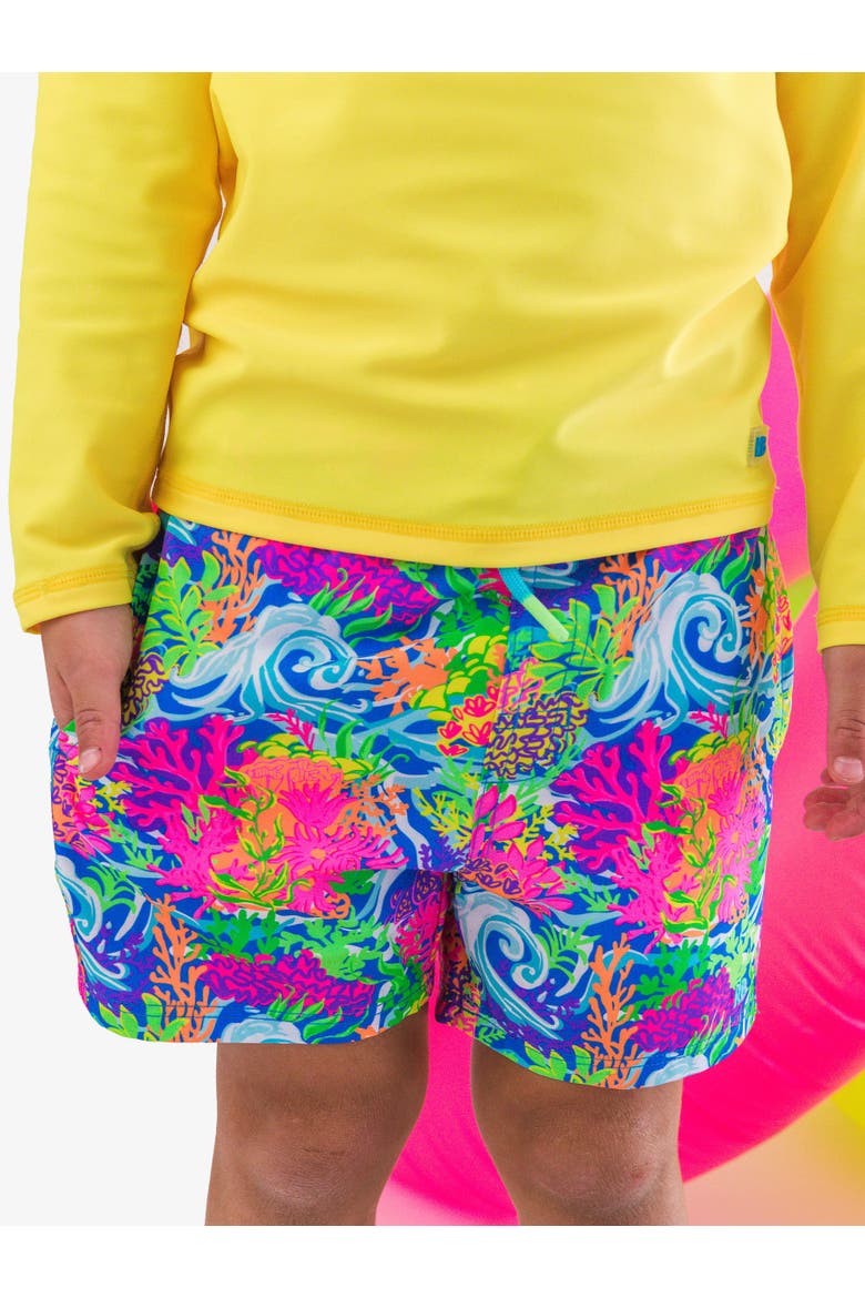 UPF50+ Sun Protected Stretch Swim Trunks, Alternate, color, Neon Ocean Coral