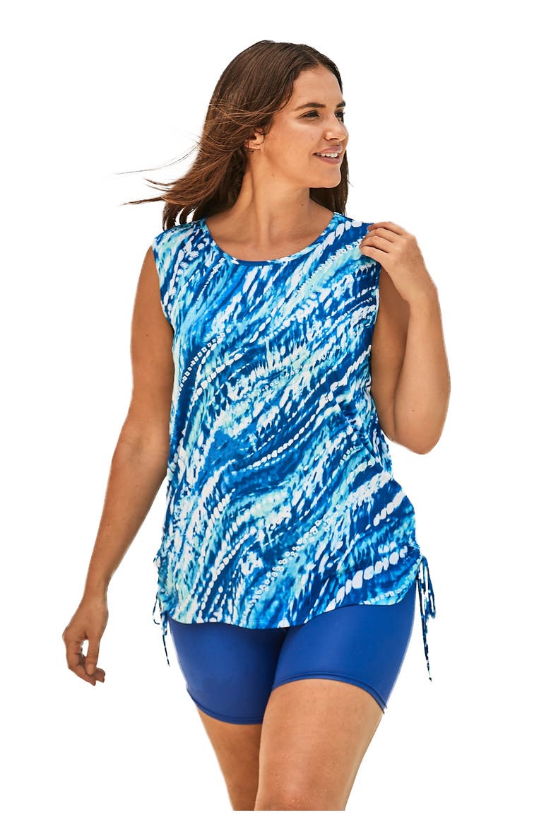 Chlorine Resistant Swim Tank Coverup With Side Ties, Main, color, DREAM BLUE TIE DYE