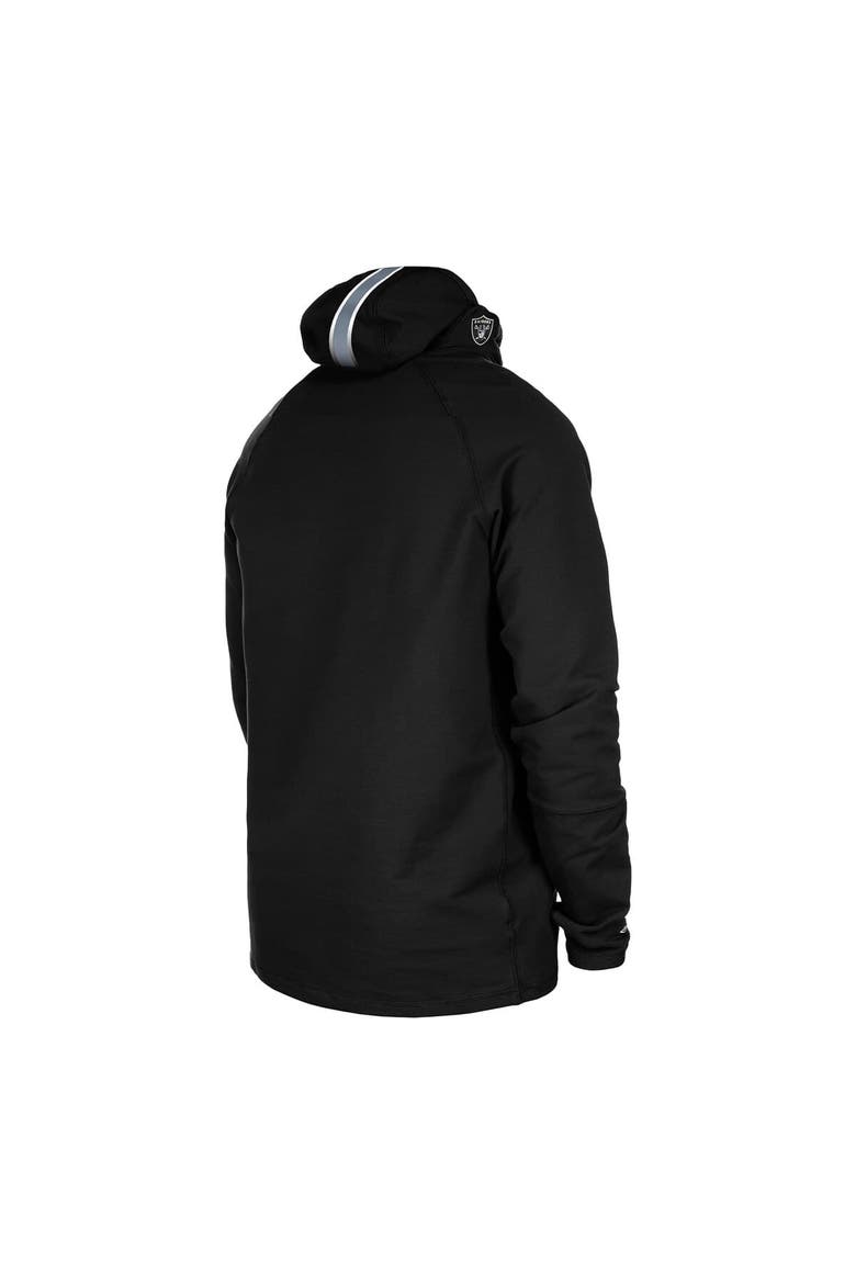 Men's New Era Black Las Vegas Raiders Functional Fandom Balaclava Helmet Stripe Tri-Blend Hoodie, Alternate, color, Black