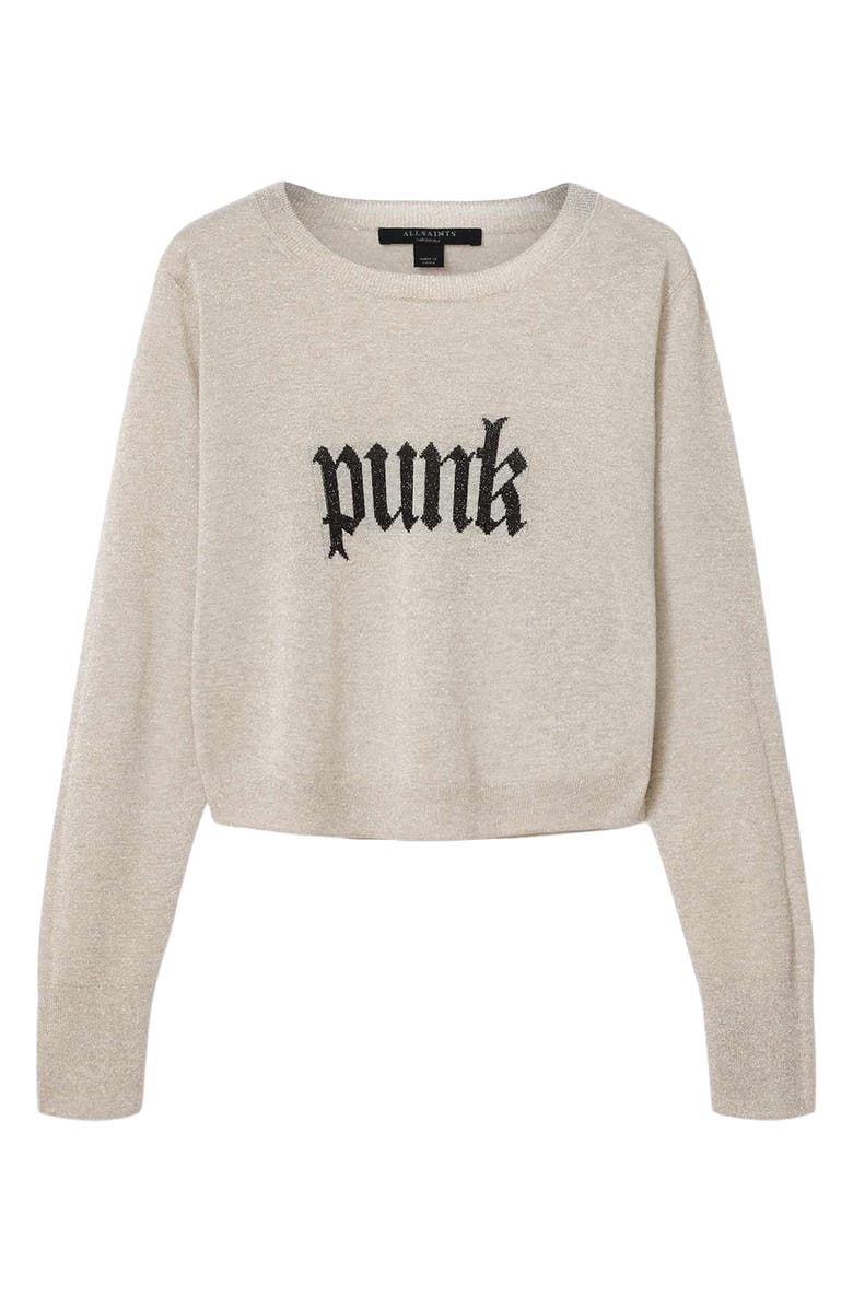 AllSaints Deetz Metallic Punk Graphic Sweater, Alternate, color, Chalk White