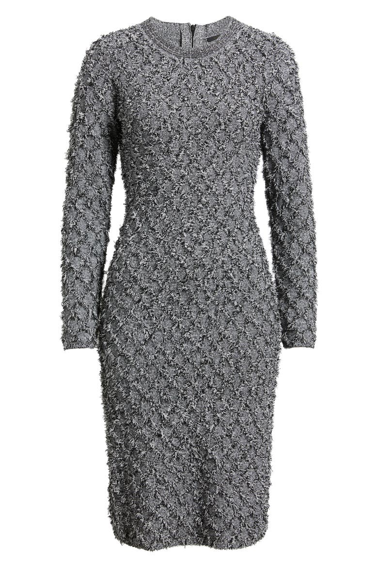 Apollo Fringe Long Sleeve Sweater Dress, Alternate, color, BLACK/ WHITE