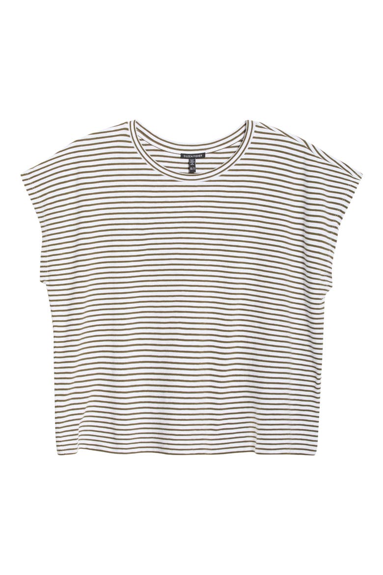 Stripe Crewneck Organic Cotton Top, Alternate, color, OLIVE