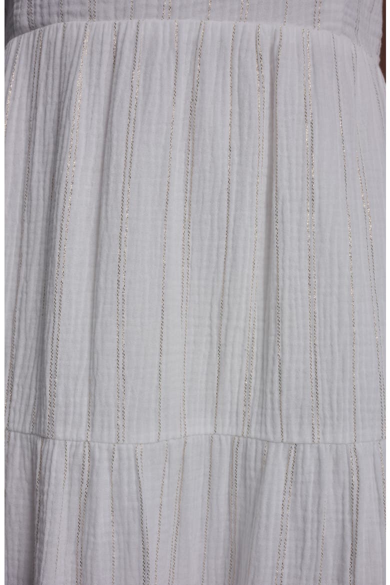 Sleeveless Tiered Cotton Gauze Sundress, Alternate, color, GOLD STRIP