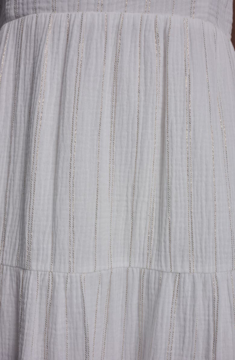 DKNY Jeans Sleeveless Tiered Cotton Gauze Sundress, Alternate, color, Gold Strip
