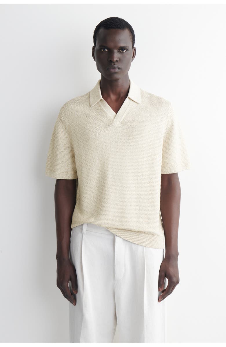 COS Open-knit Polo Shirt, Main, color, Light-Beige Mélange