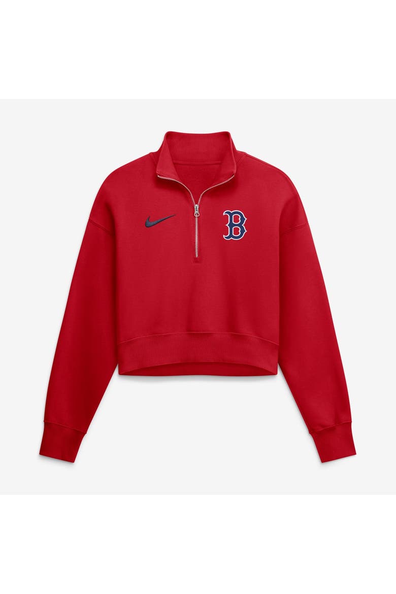 Women's Nike Red Boston Red Sox Primetime Phoenix Fleece Half-Zip Sweatshirt, Main, color, Red
