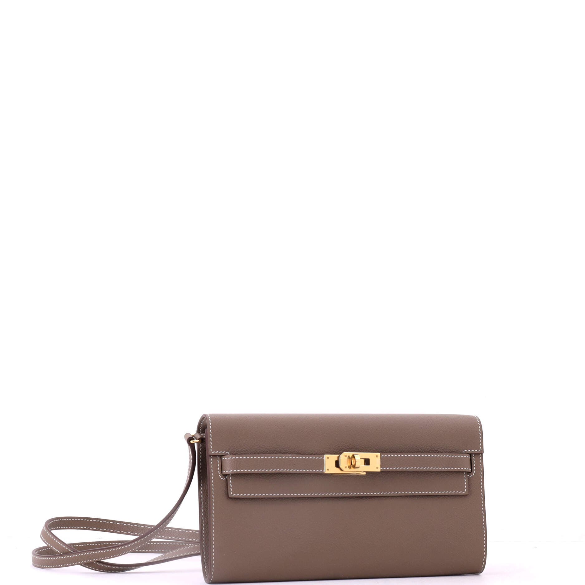 Pre-Owned Hermes Kelly To Go Wallet Evercolor, Alternate, color, Etoupe