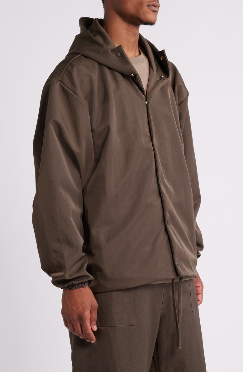 Fear of God Essentials Hooded Textured Nylon Coach's Jacket, Alternate, color, 