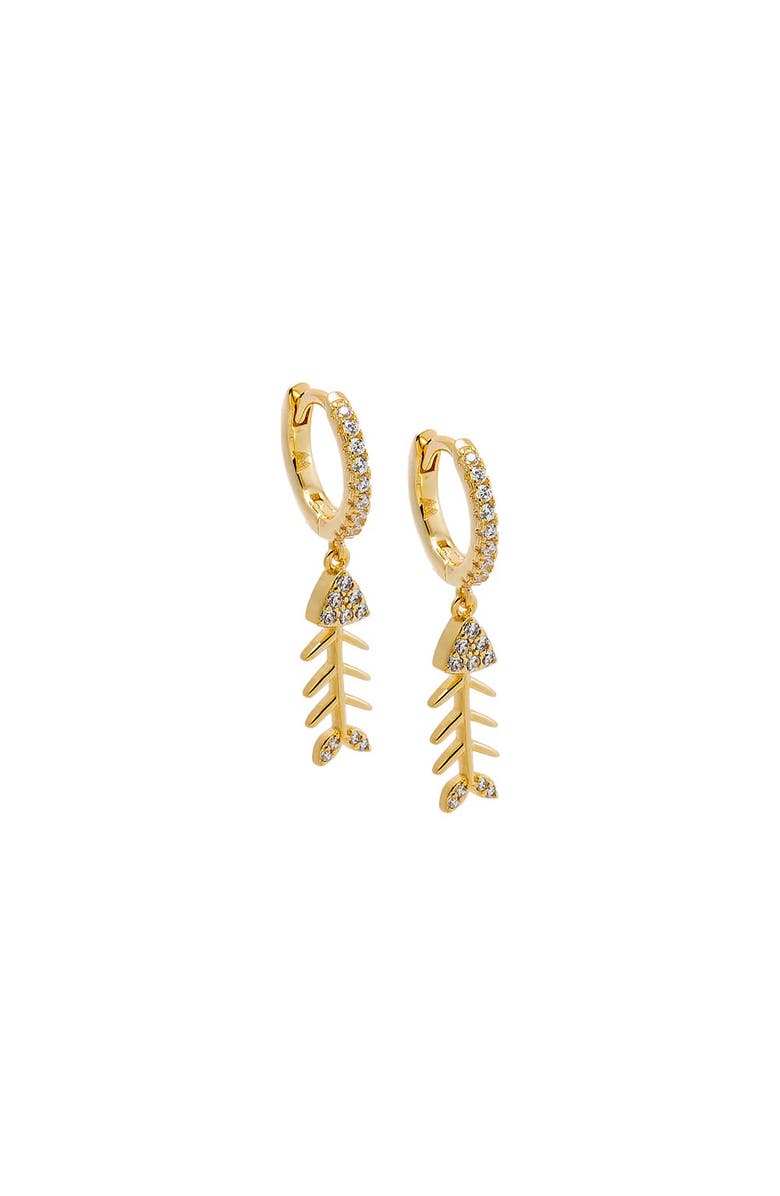 BY ADINA EDEN Pavé Fishbone Huggie Earring, Main, color, Gold
