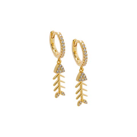 Pavé Fishbone Huggie Earring