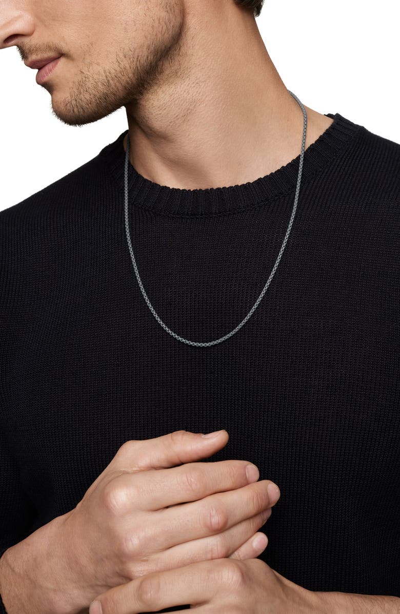 David Yurman Men's Box Chain Necklace in Sterling Silver with Blue Stainless Steel, 2.7mm, Alternate, color, Silver/ Grey