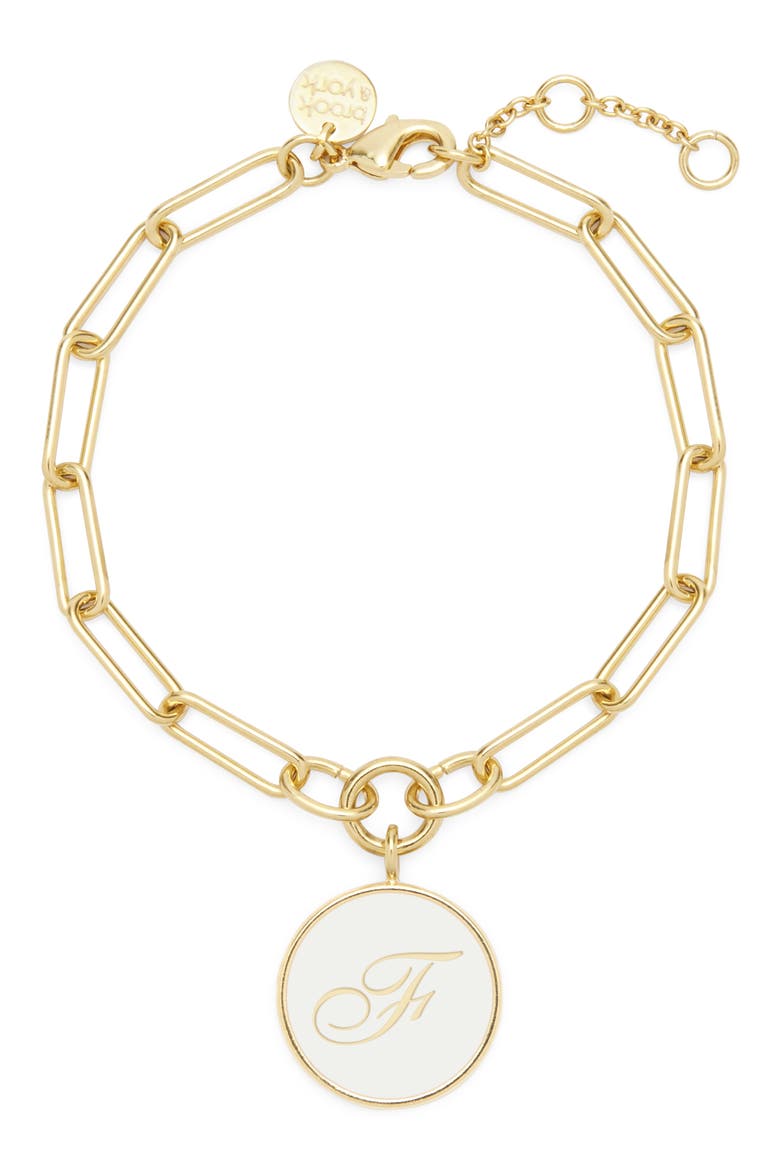 Callie Initial Enamel Pendant Bracelet, Main, color, GOLD F