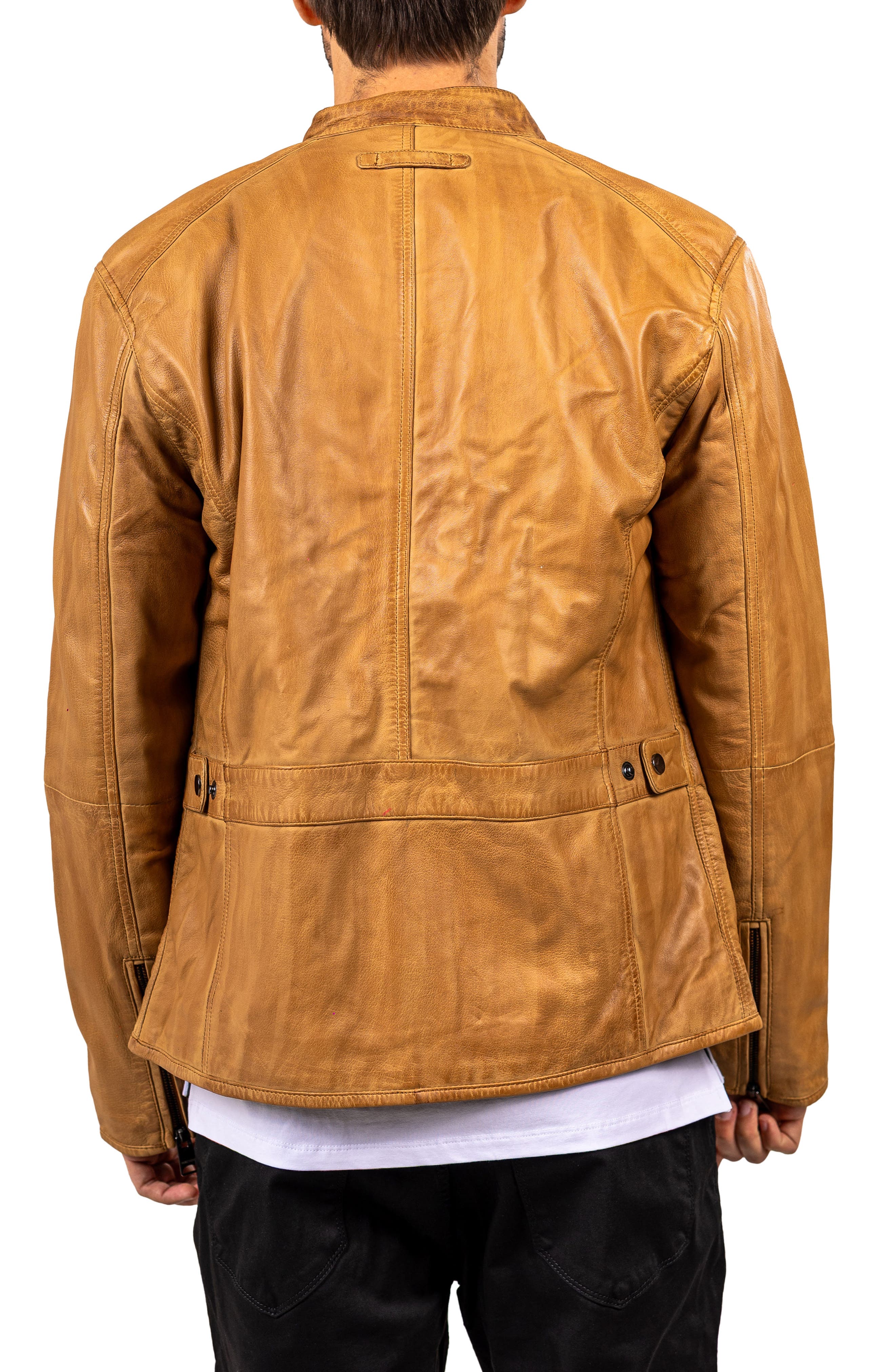 Washed Brown Lambskin Leather Jacket - image 2