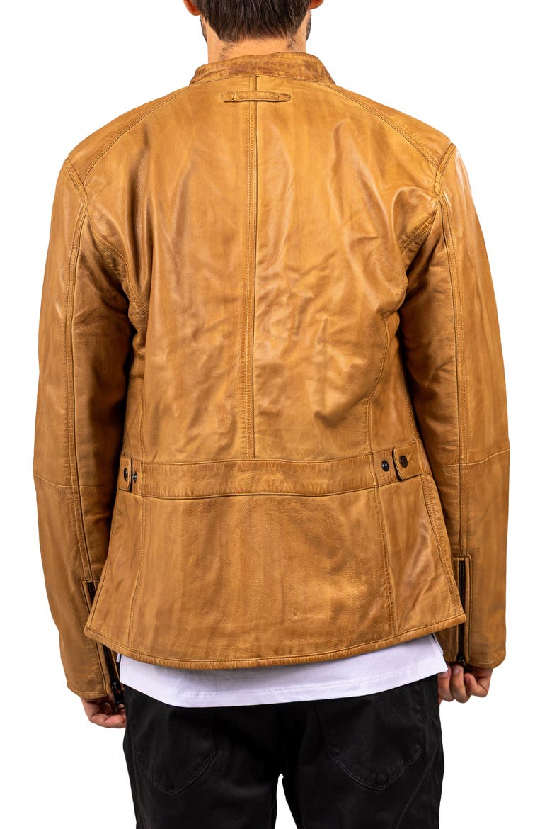 Washed Brown Lambskin Leather Jacket, Alternate, color, BROWN