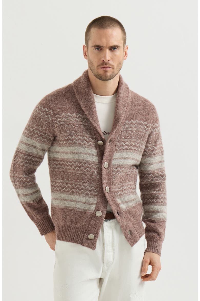 Alpaca, cashmere and wool nordic jacquard cardigan, Main, color, Red