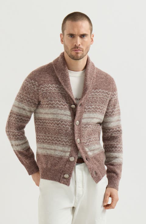 Alpaca, cashmere and wool nordic jacquard cardigan