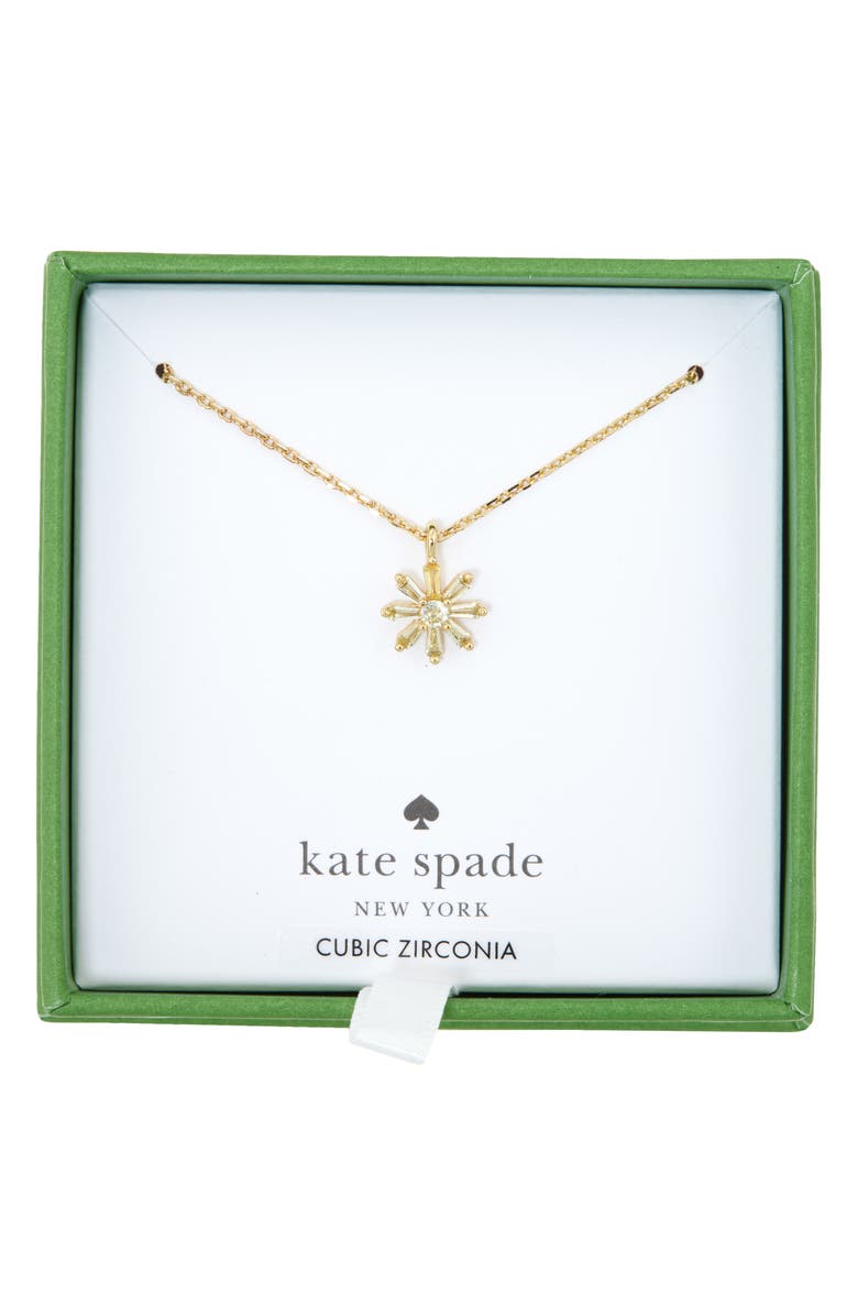 Kate Spade New York mini flower pendant necklace, Main, color, Yellow / Gold