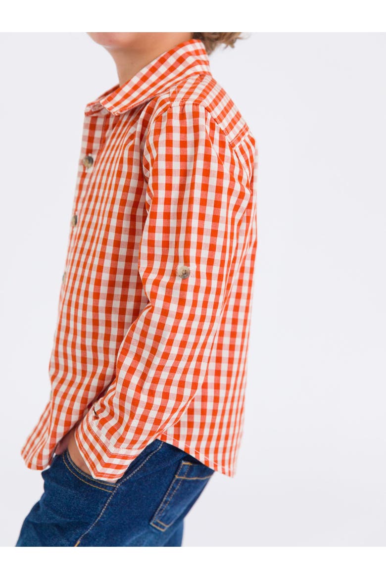 Toddler Boys Long Sleeve Button Down Shirt, Alternate, color, Classic Rust Gingham