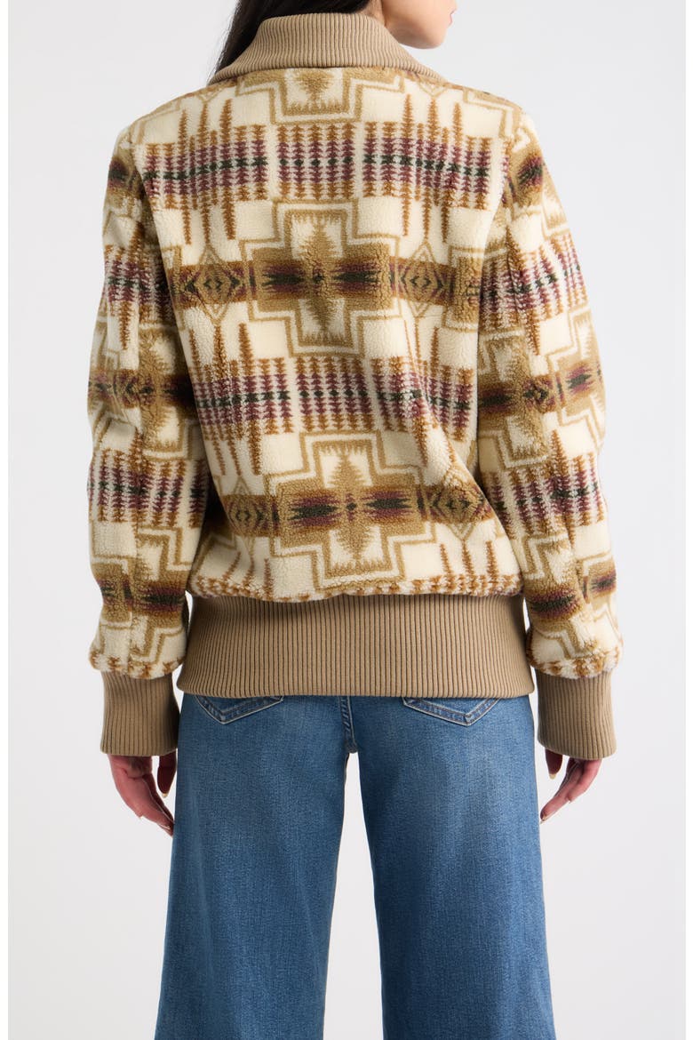 Foxglove Fleece Bomber Jacket, Alternate, color, TAN/ IVORY HARDING